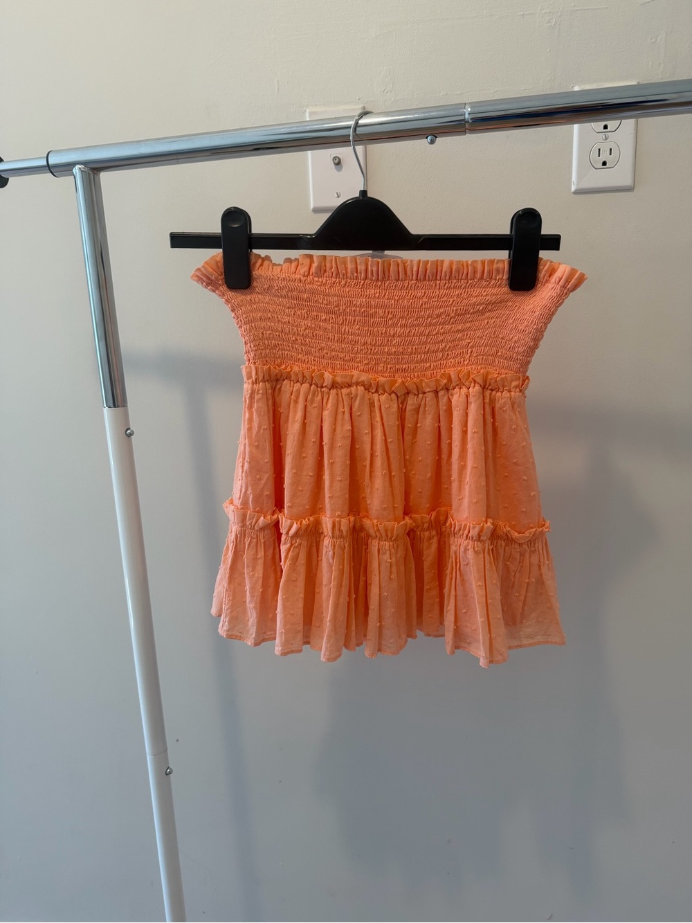 Tiered Smocked Mini Skirt in Peach